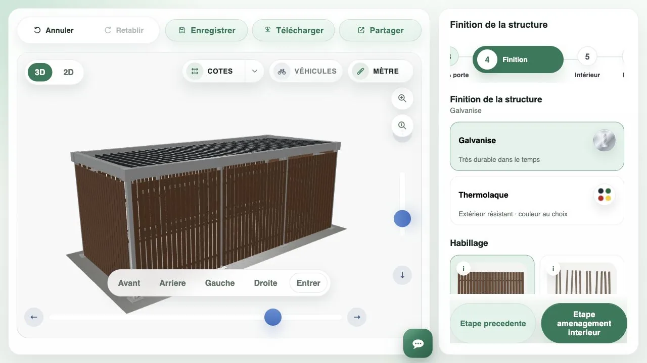 Choix de galvanisation et de thermolaquage dans le configurateur ByCommute